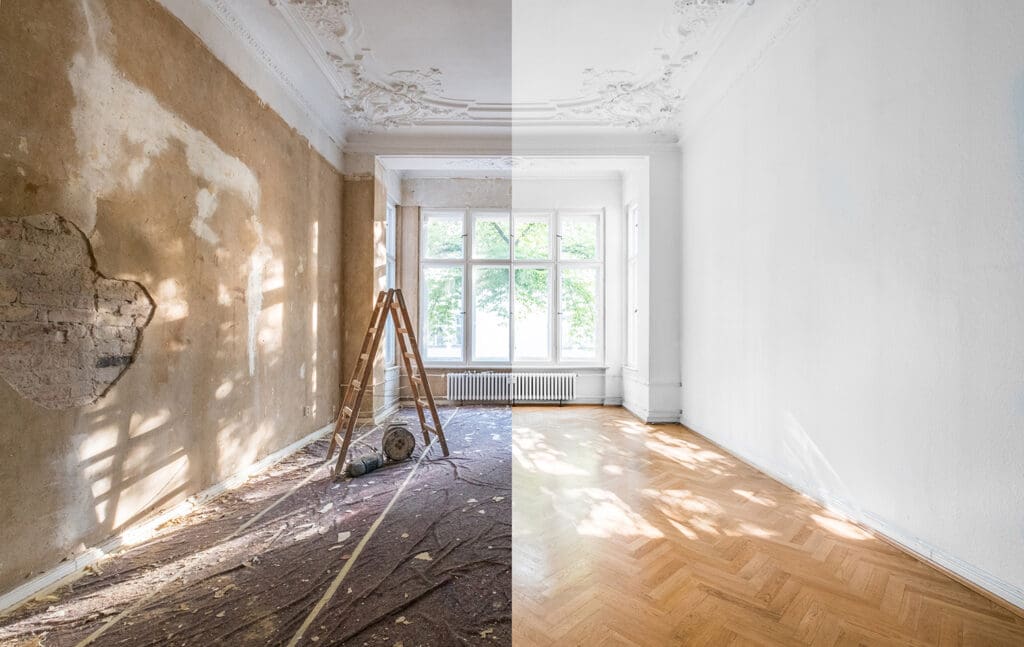 apartment renovation - empty room before and after refurbishmen Home Repair To Sell Loan Program